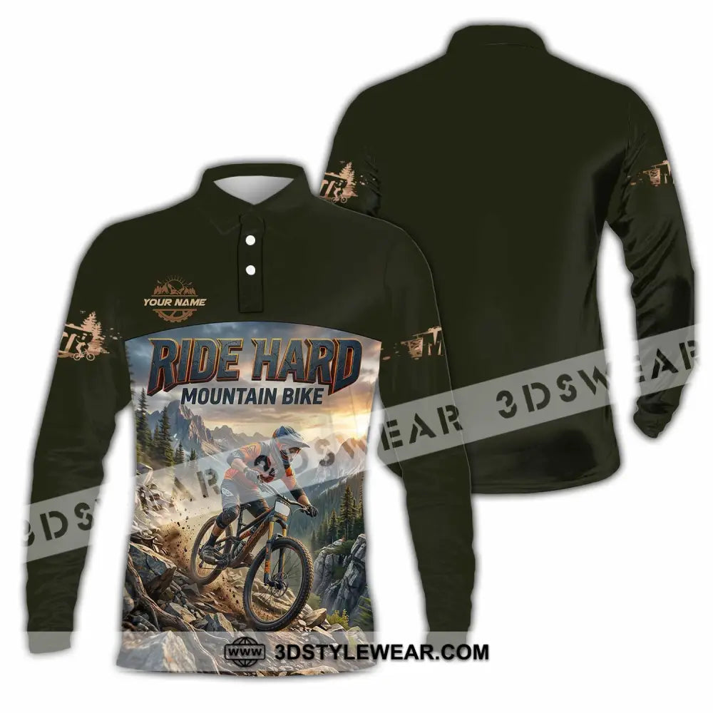 Unisex Shirt - Custom Ride Hard Mountain Bike Shirt - Long Sleeve Polo / S - T-shirt