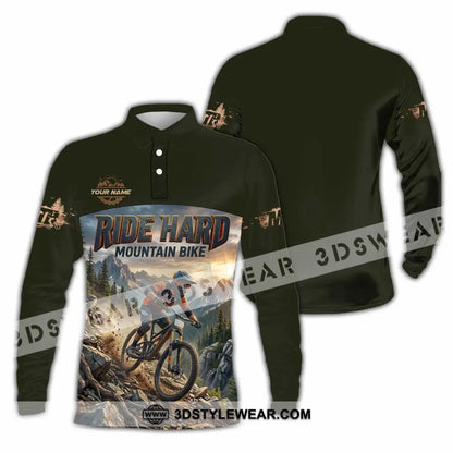 Unisex Shirt - Custom Ride Hard Mountain Bike Shirt - Long Sleeve Polo / S - T-shirt
