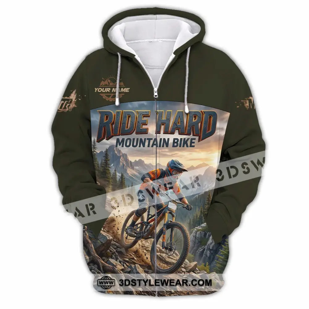 Unisex Shirt - Custom Ride Hard Mountain Bike Shirt - Zipper Hoodie / S - T-shirt