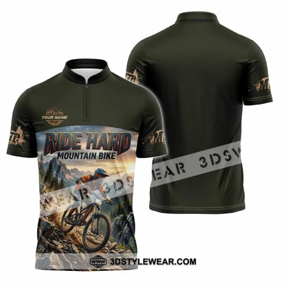 Unisex Shirt - Custom Ride Hard Mountain Bike Shirt - Zipper Polo Shirt / S - T-shirt