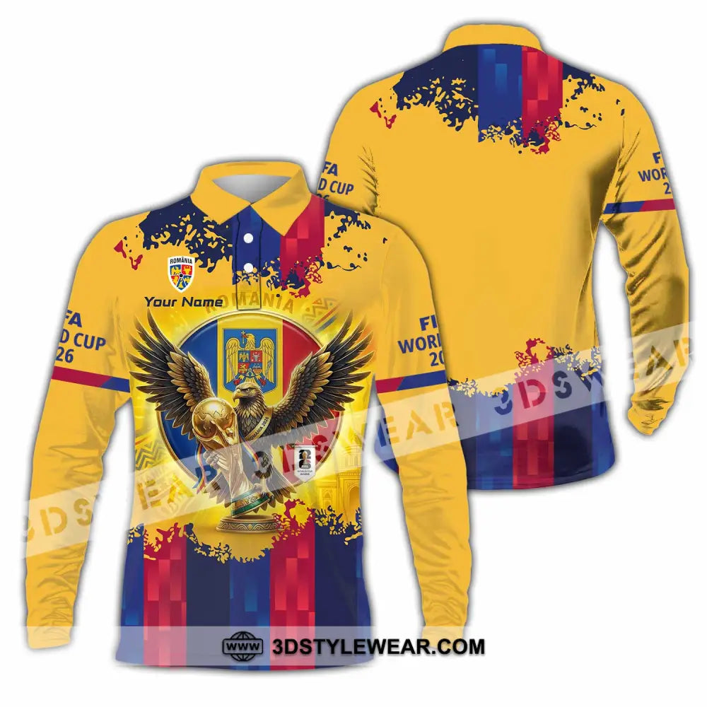 Unisex Shirt - Custom Romania World Cup 2026 3D Shirt Long Sleeve Polo / S T-shirt
