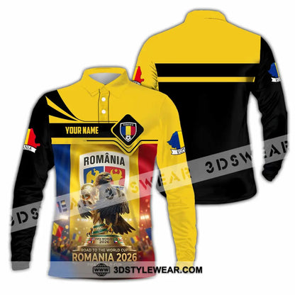Unisex Shirt - Custom Romania World Cup 2026 3D Shirt Long Sleeve Polo / S T-shirt