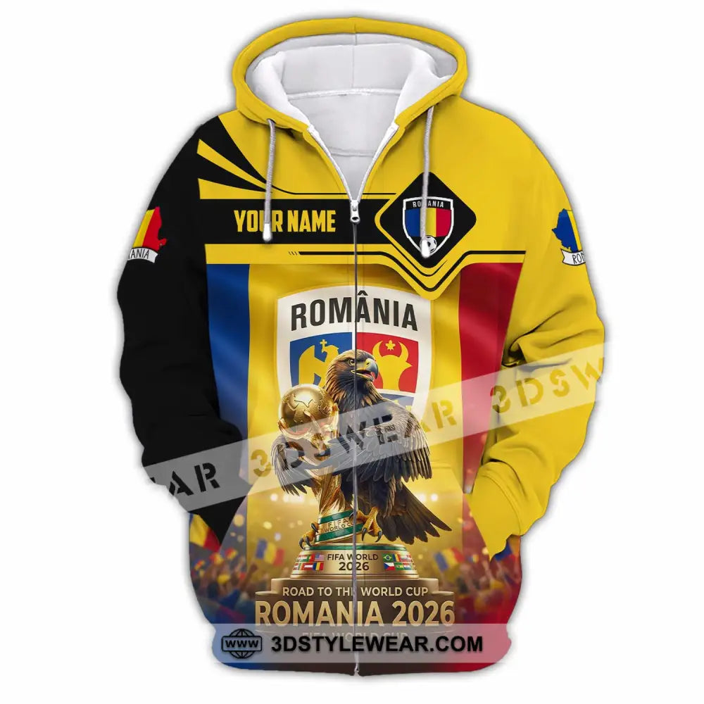 Unisex Shirt - Custom Romania World Cup 2026 3D Shirt Zipper Hoodie / S T-shirt