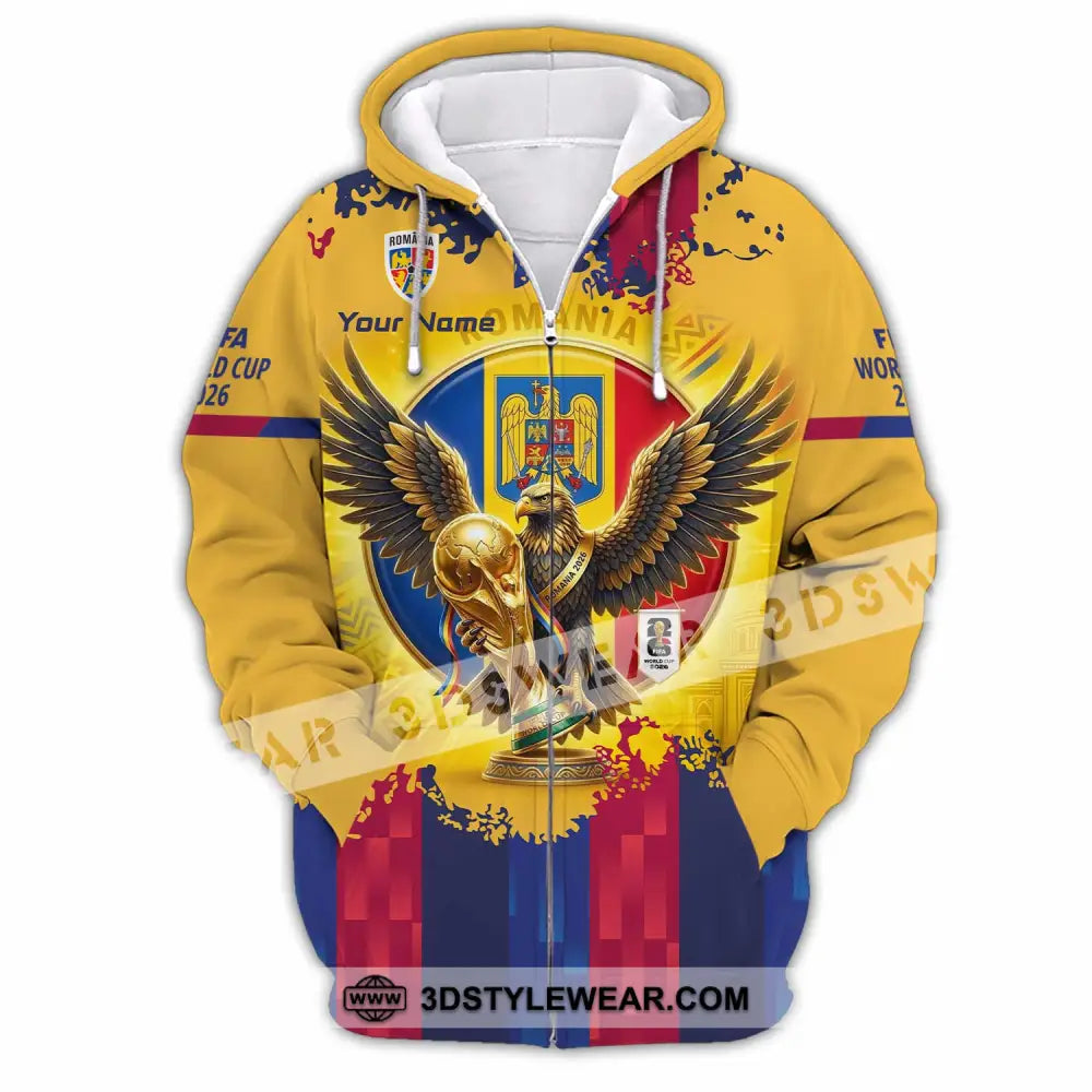 Unisex Shirt - Custom Romania World Cup 2026 3D Shirt Zipper Hoodie / S T-shirt