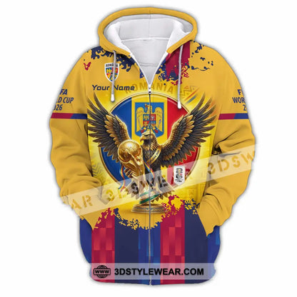 Unisex Shirt - Custom Romania World Cup 2026 3D Shirt Zipper Hoodie / S T-shirt