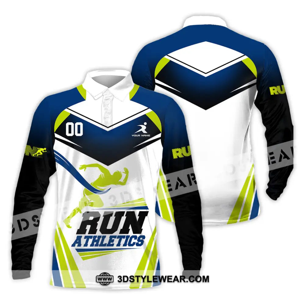 Unisex Shirt - Custom Run Athletics 3D Shirt - Long Sleeve Polo / S - T-shirt
