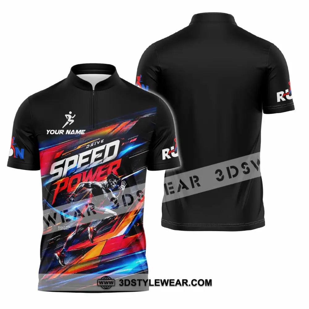 Unisex Shirt - Custom Run Drive Speed Power Shirt - Zipper Polo Shirt / S - T-shirt