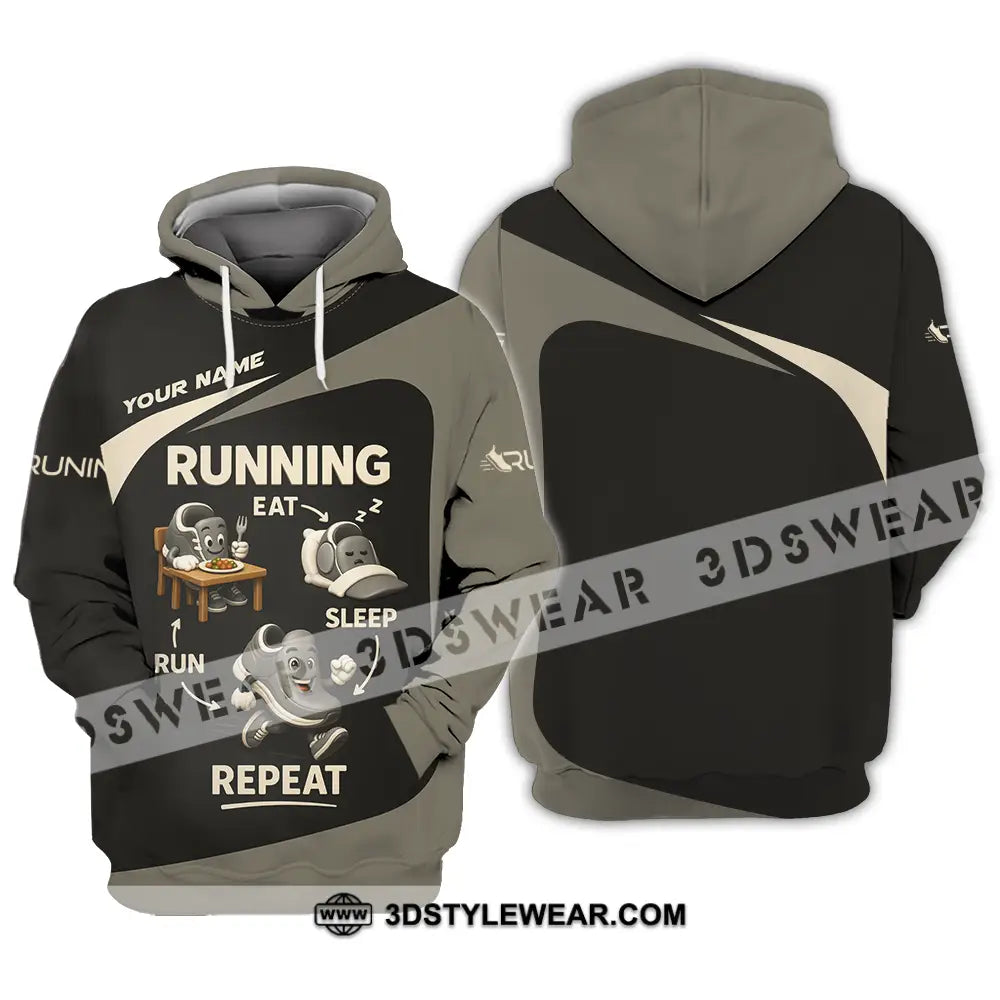 Unisex Shirt - Custom Run Eat Sleep And Repeat Running Lover Runner Shirt - Hoodie / S - T-shirt