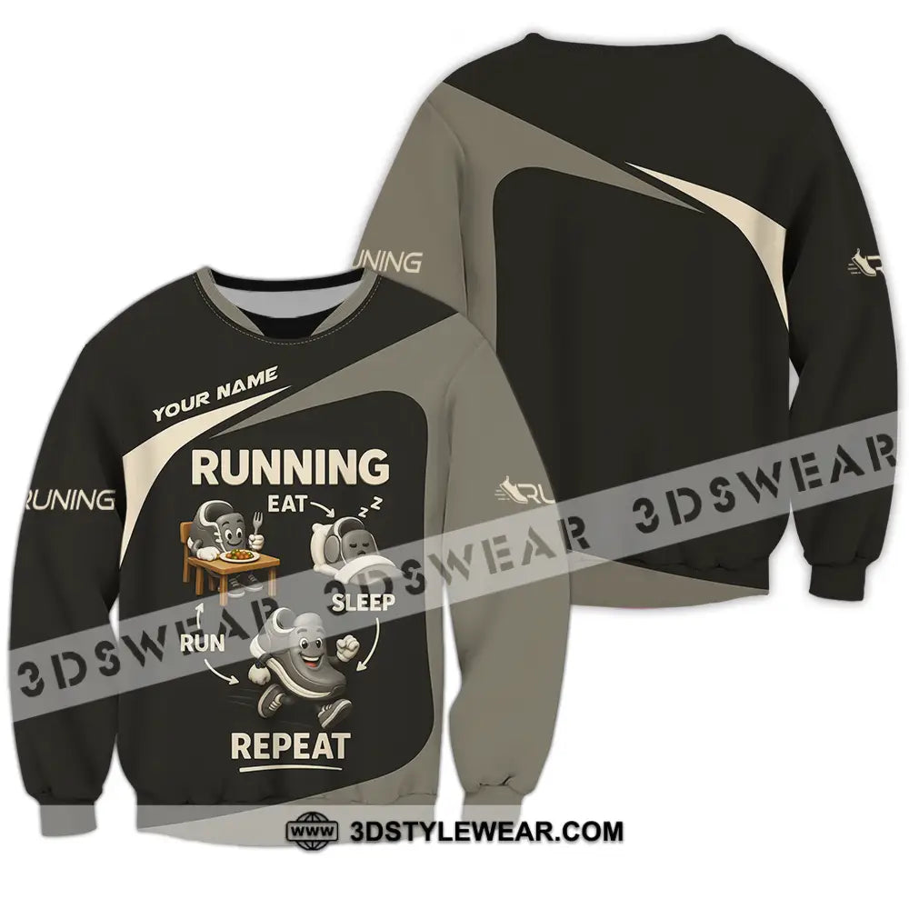 Unisex Shirt - Custom Run Eat Sleep And Repeat Running Lover Runner Shirt - Long Sleeve / S - T-shirt