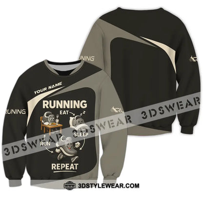 Unisex Shirt - Custom Run Eat Sleep And Repeat Running Lover Runner Shirt - Long Sleeve / S - T-shirt