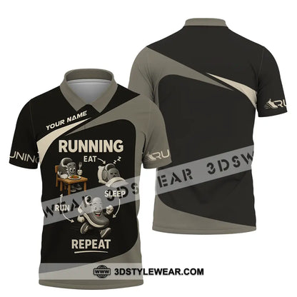 Unisex Shirt - Custom Run Eat Sleep And Repeat Running Lover Runner Shirt - Polo Shirt / S - T-shirt