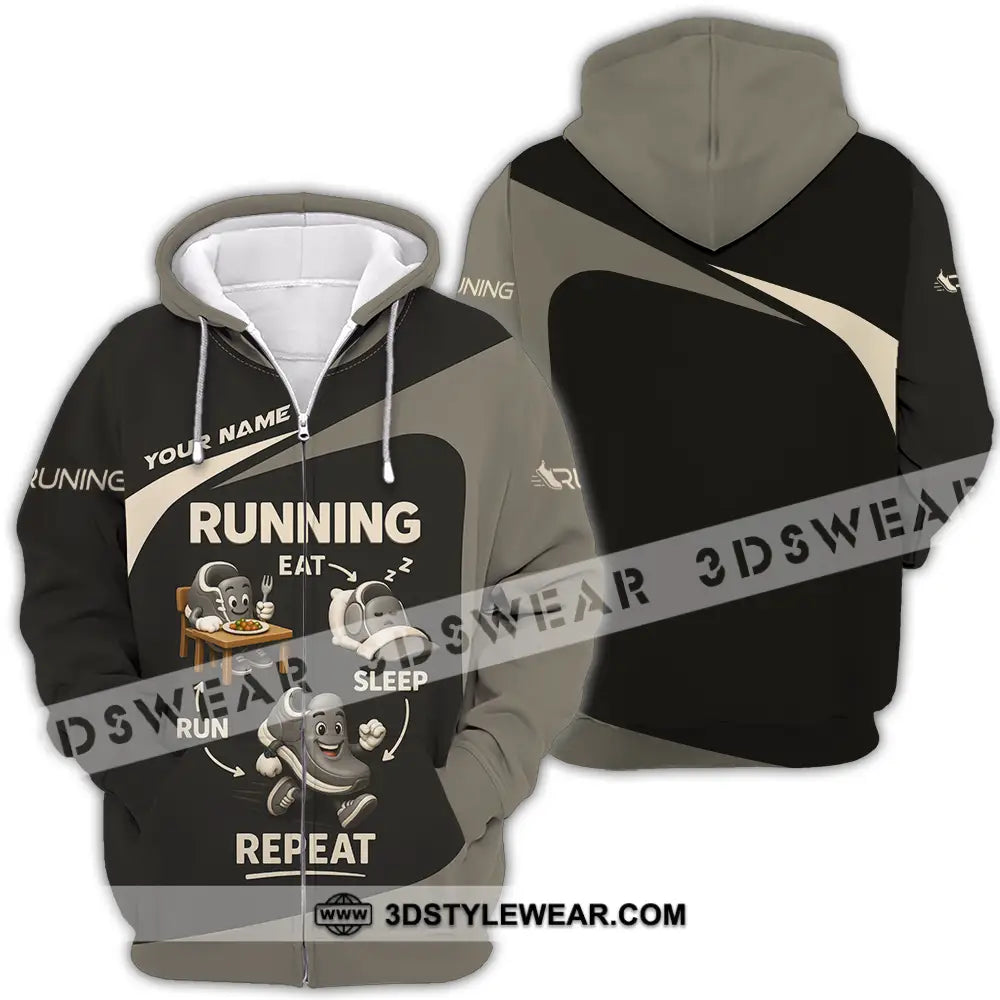 Unisex Shirt - Custom Run Eat Sleep And Repeat Running Lover Runner Shirt - Zipper Hoodie / S - T-shirt