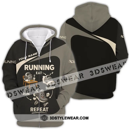 Unisex Shirt - Custom Run Eat Sleep And Repeat Running Lover Runner Shirt - Zipper Hoodie / S - T-shirt