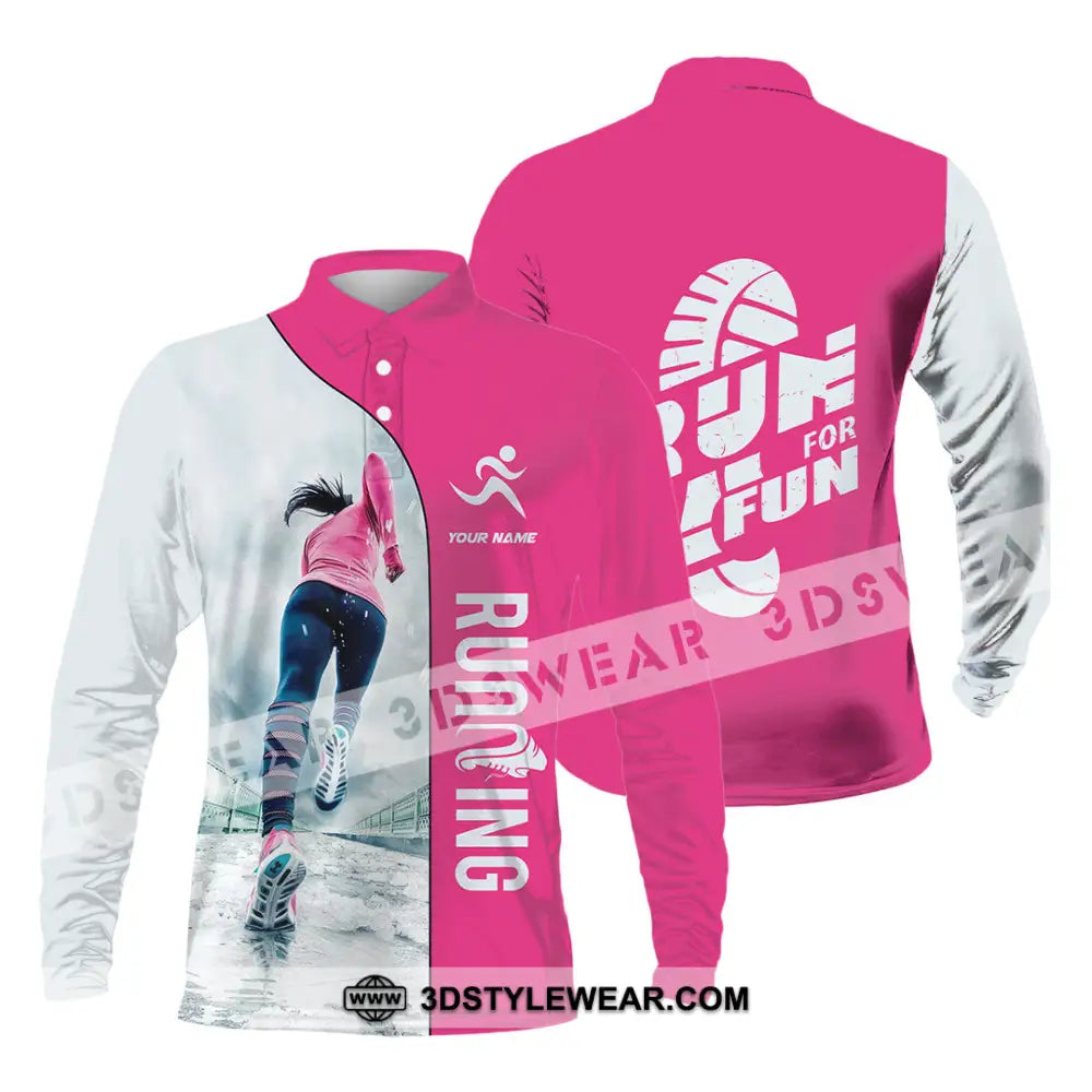 Unisex Shirt - Custom Run For Fun Running Lover Sport Shirt - Long Sleeve Polo / S - T-shirt