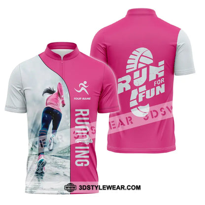 Unisex Shirt - Custom Run For Fun Running Lover Sport Shirt - Zipper Polo Shirt / S - T-shirt