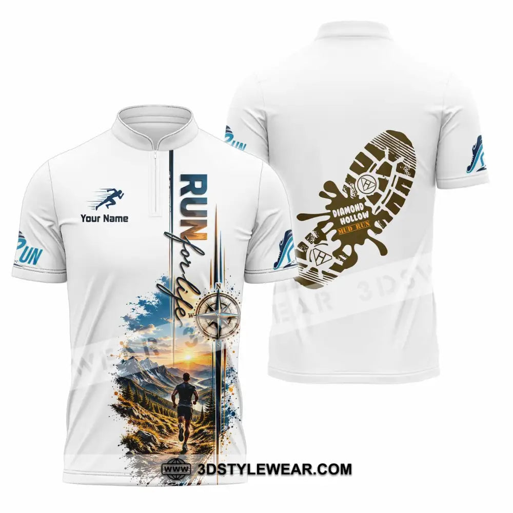 Unisex Shirt - Custom Run For Life Shirt - Zipper Polo Shirt / S - T-shirt