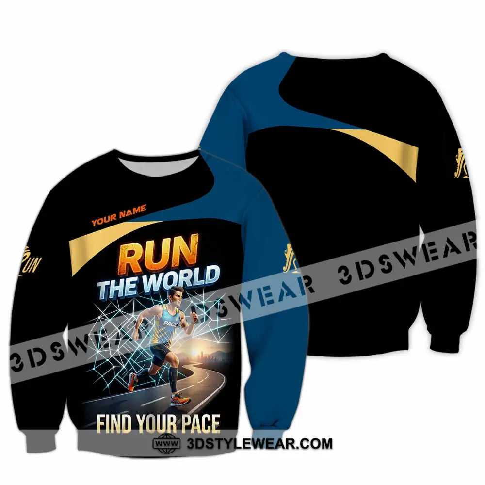 Unisex Shirt - Custom Run The World Find Your Pace Shirt - Long Sleeve / S - T-shirt
