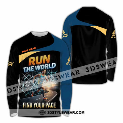 Unisex Shirt - Custom Run The World Find Your Pace Shirt - Long Sleeve Shirt / S - T-shirt