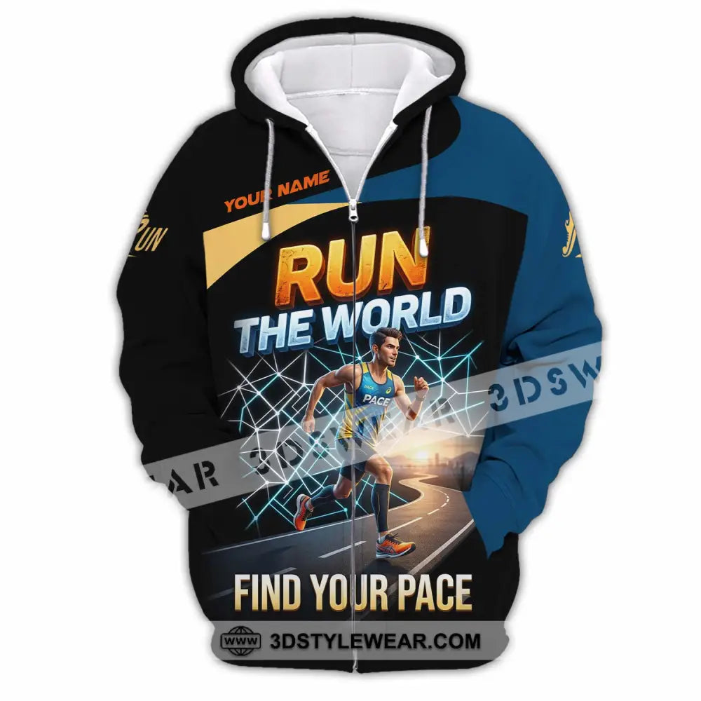Unisex Shirt - Custom Run The World Find Your Pace Shirt - Zipper Hoodie / S - T-shirt