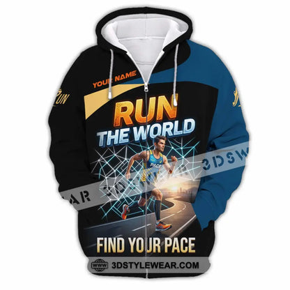 Unisex Shirt - Custom Run The World Find Your Pace Shirt - Zipper Hoodie / S - T-shirt