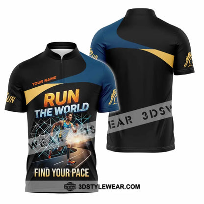 Unisex Shirt - Custom Run The World Find Your Pace Shirt - Zipper Polo Shirt / S - T-shirt