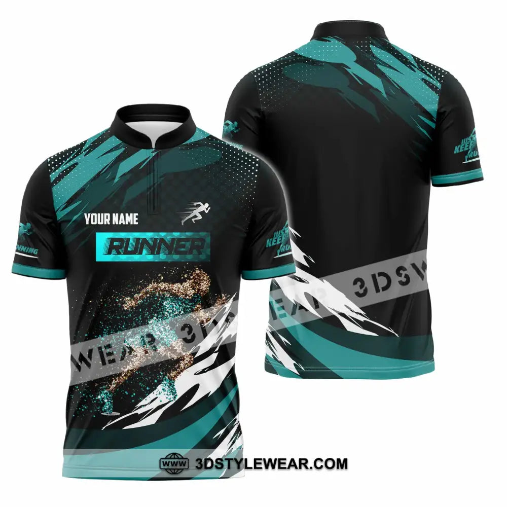 Unisex Shirt - Custom Runner 3D Shirt - Zipper Polo Shirt / S - T-shirt