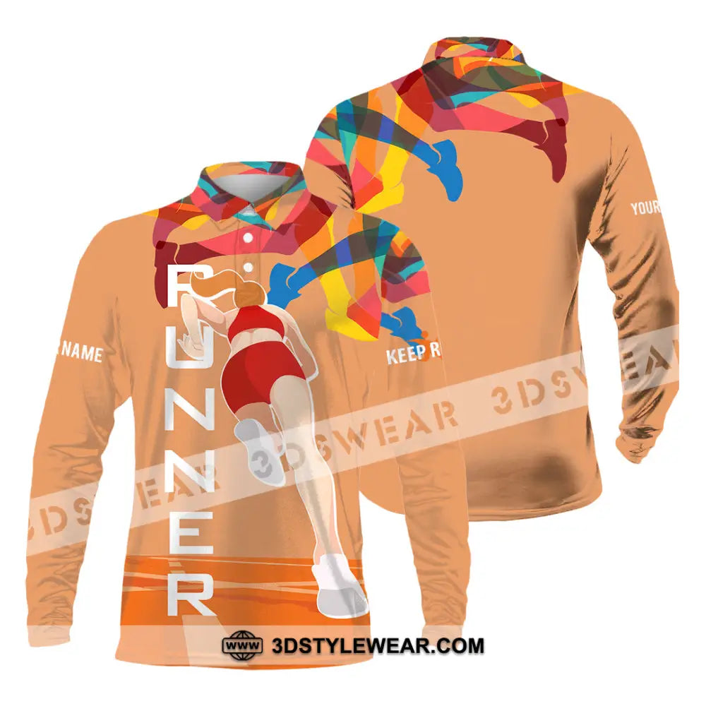 Unisex Shirt - Custom Runner Keep Running 3D Shirt - Long Sleeve Polo / S - T-shirt