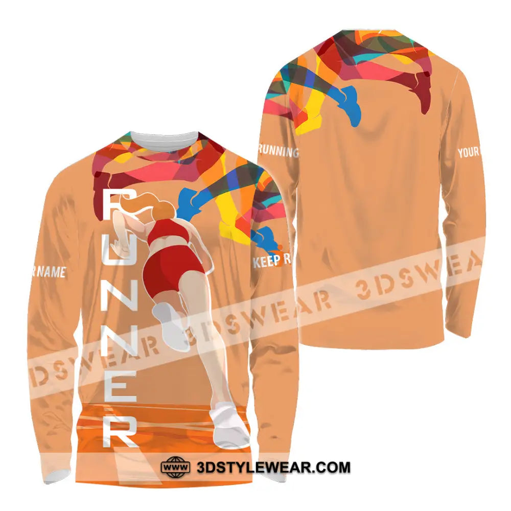 Unisex Shirt - Custom Runner Keep Running 3D Shirt - Long Sleeve Shirt / S - T-shirt