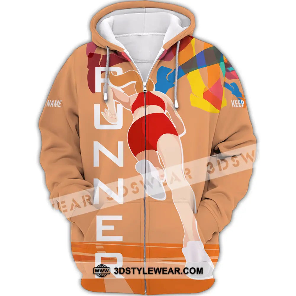 Unisex Shirt - Custom Runner Keep Running 3D Shirt - Zipper Hoodie / S - T-shirt