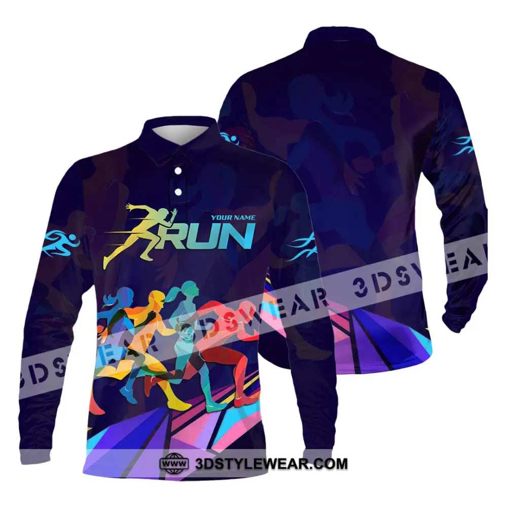 Unisex Shirt - Custom Running 3D Shirt - Long Sleeve Polo / S - T-shirt