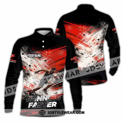 Unisex Shirt - Custom Running 3D Shirt - Long Sleeve Polo / S - T-shirt