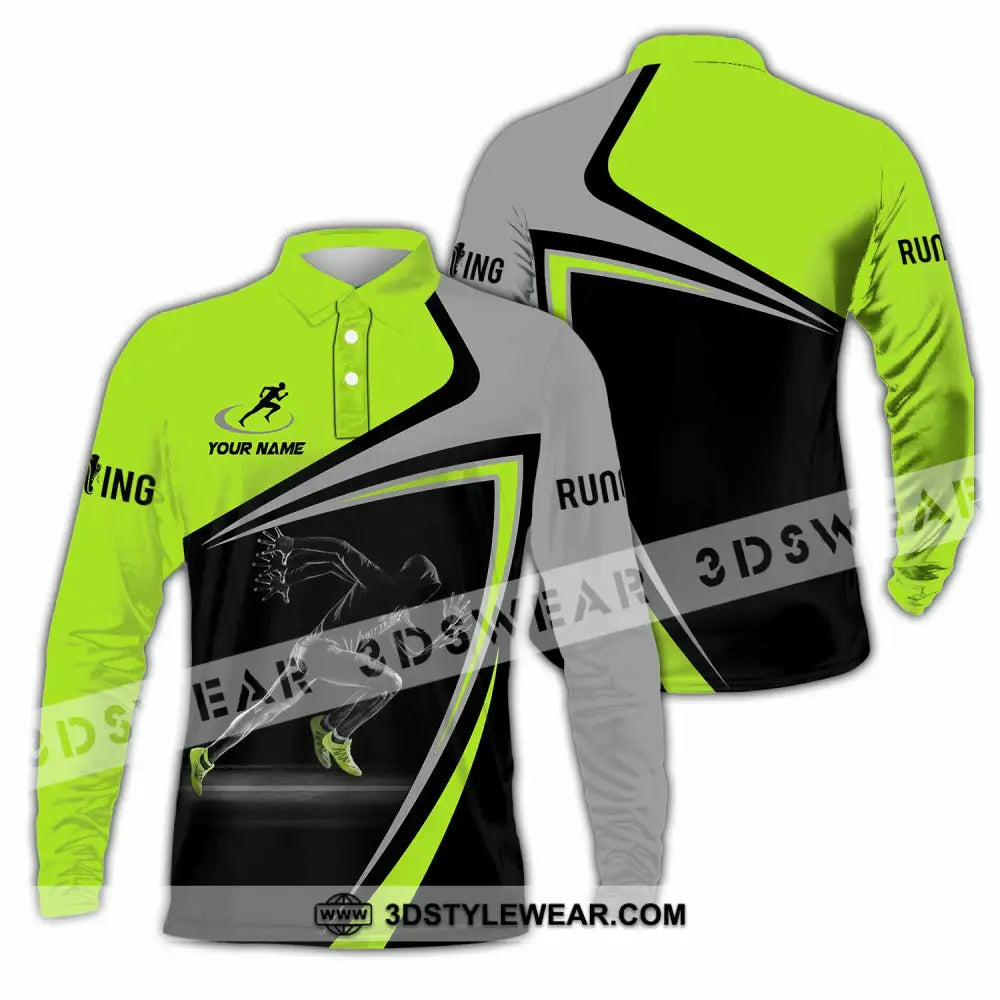 Unisex Shirt - Custom Running 3D Shirt - Long Sleeve Polo / S - T-shirt