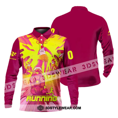 Unisex Shirt - Custom Running 3D Shirt - Long Sleeve Polo / S - T-shirt