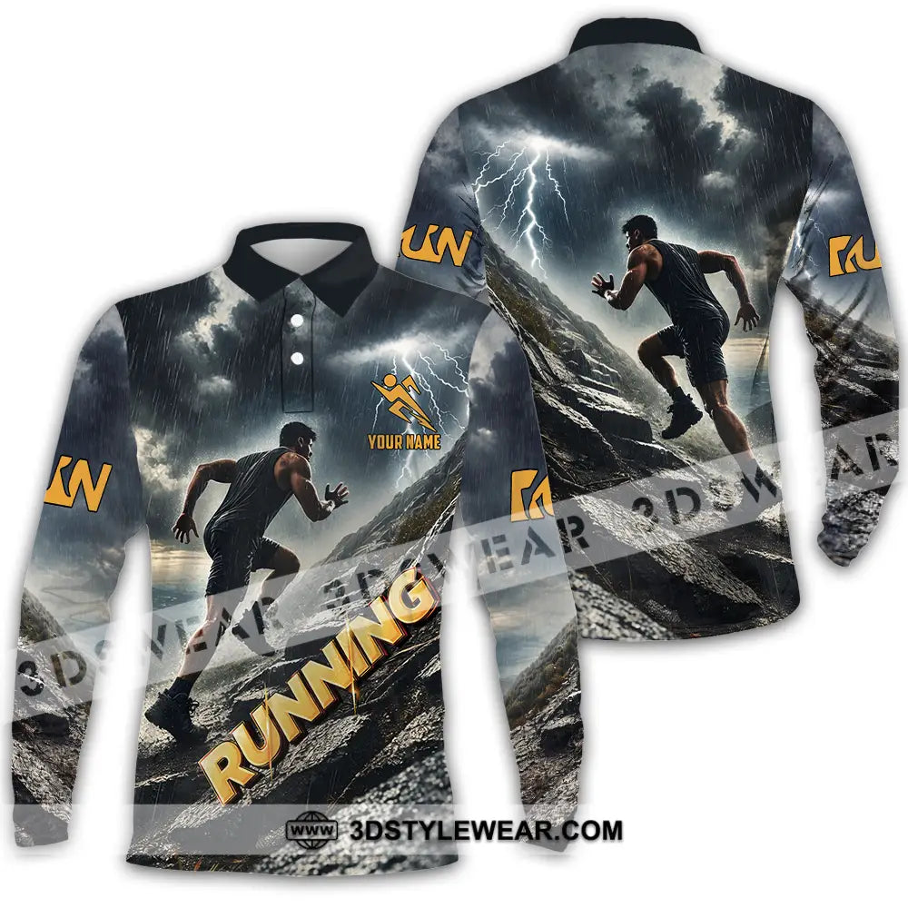 Unisex Shirt - Custom Running 3D Shirt - Long Sleeve Polo / S - T-shirt