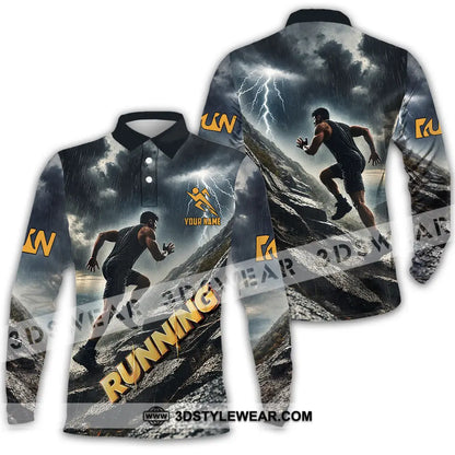 Unisex Shirt - Custom Running 3D Shirt - Long Sleeve Polo / S - T-shirt