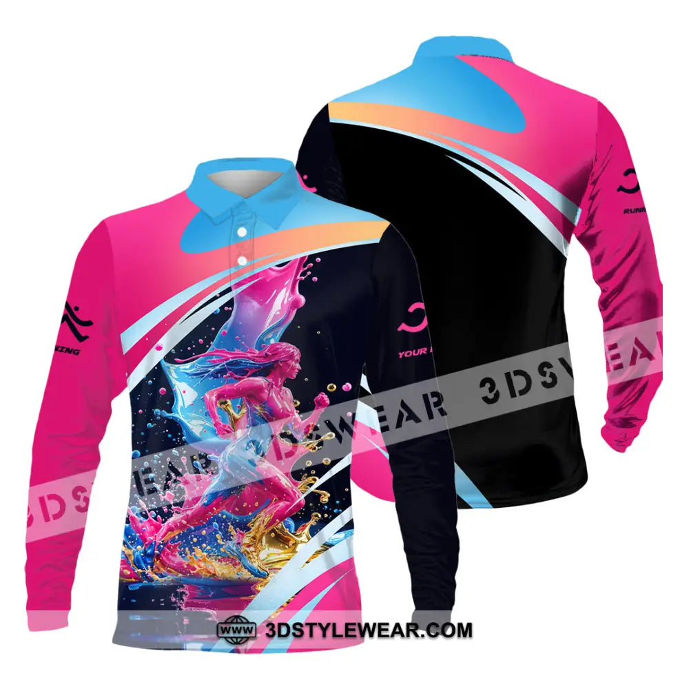 Unisex Shirt - Custom Running 3D Shirt - Long Sleeve Polo / S - T-shirt