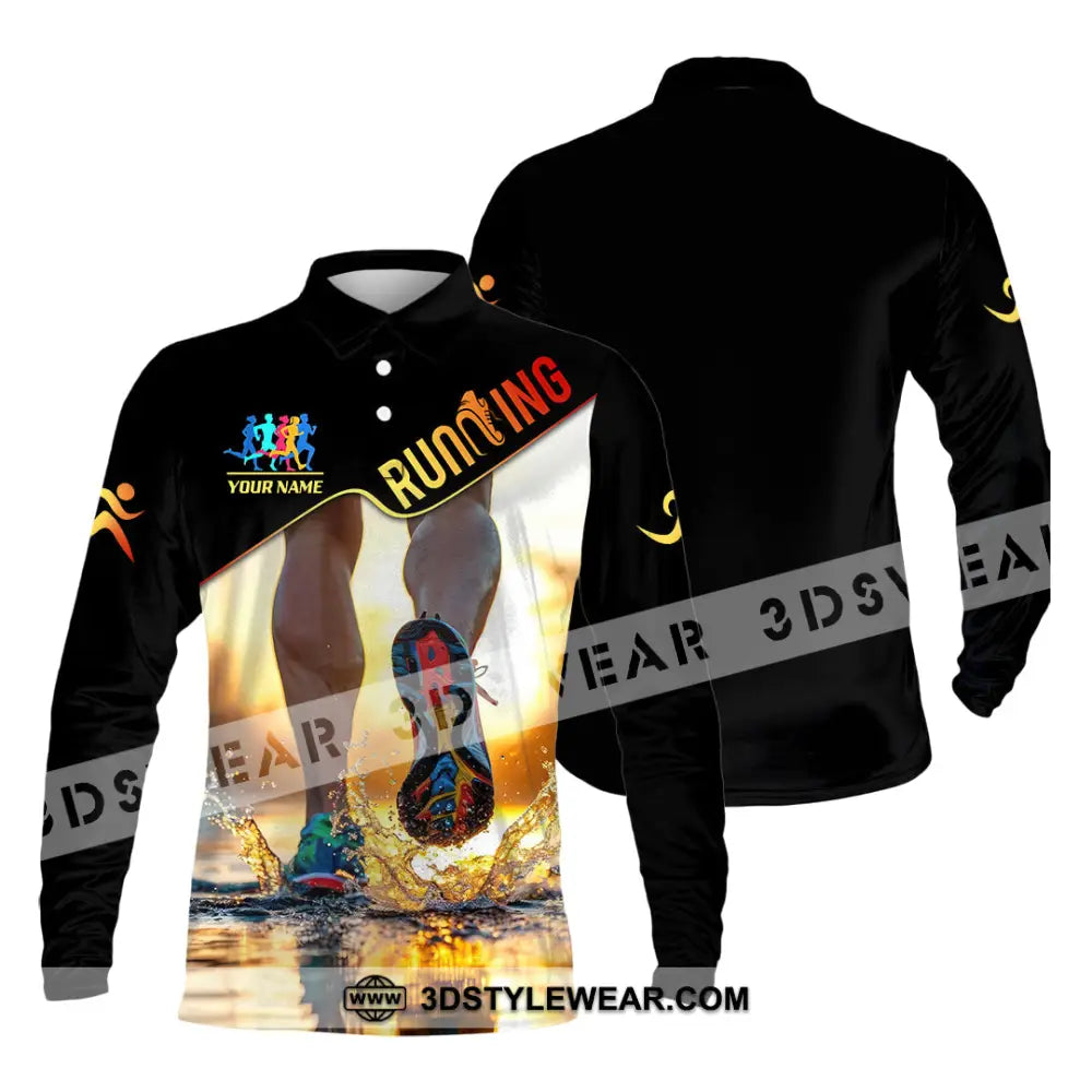 Unisex Shirt - Custom Running 3D Shirt - Long Sleeve Polo / S - T-shirt