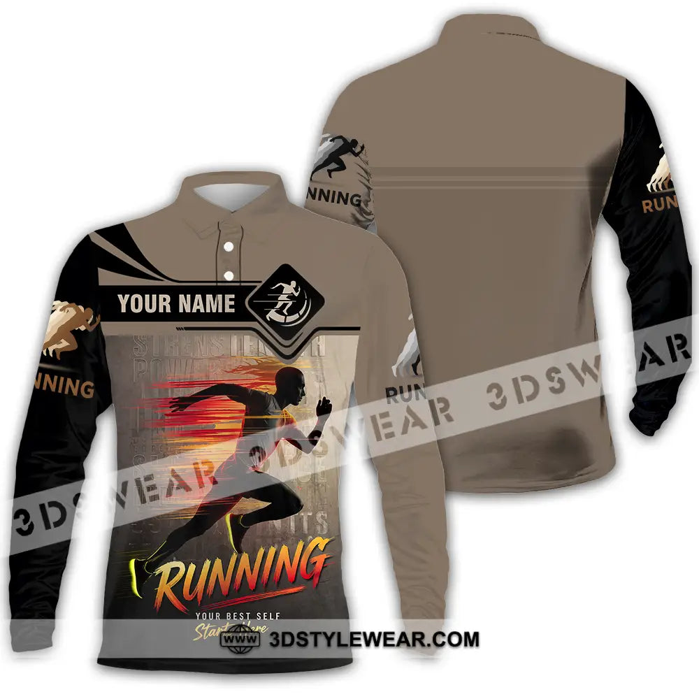 Unisex Shirt - Custom Running 3D Shirt - Long Sleeve Polo / S - T-shirt