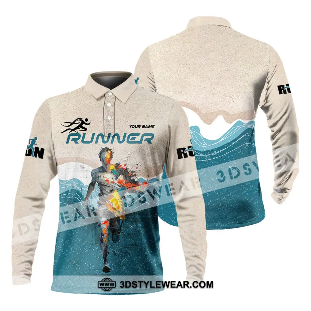 Unisex Shirt - Custom Running 3D Shirt - Long Sleeve Polo / S - T-shirt