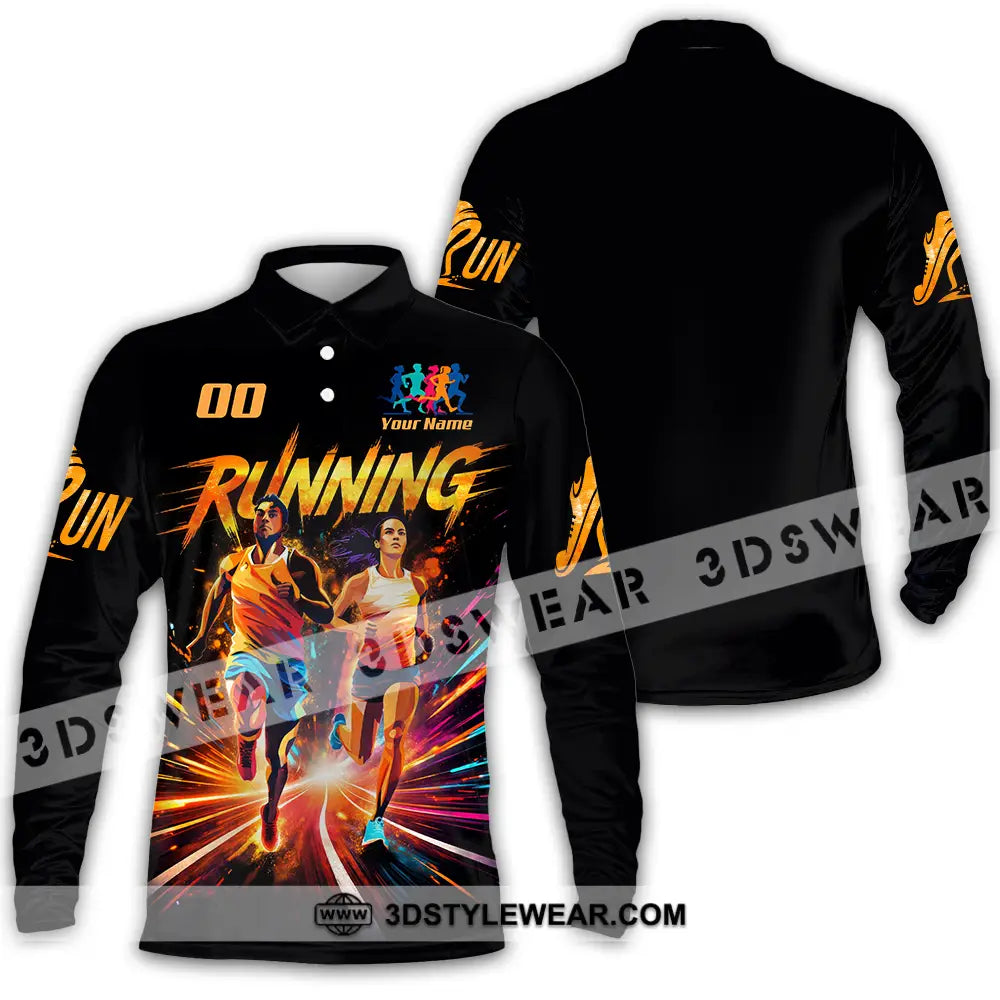 Unisex Shirt - Custom Running 3D Shirt - Long Sleeve Polo / S - T-shirt