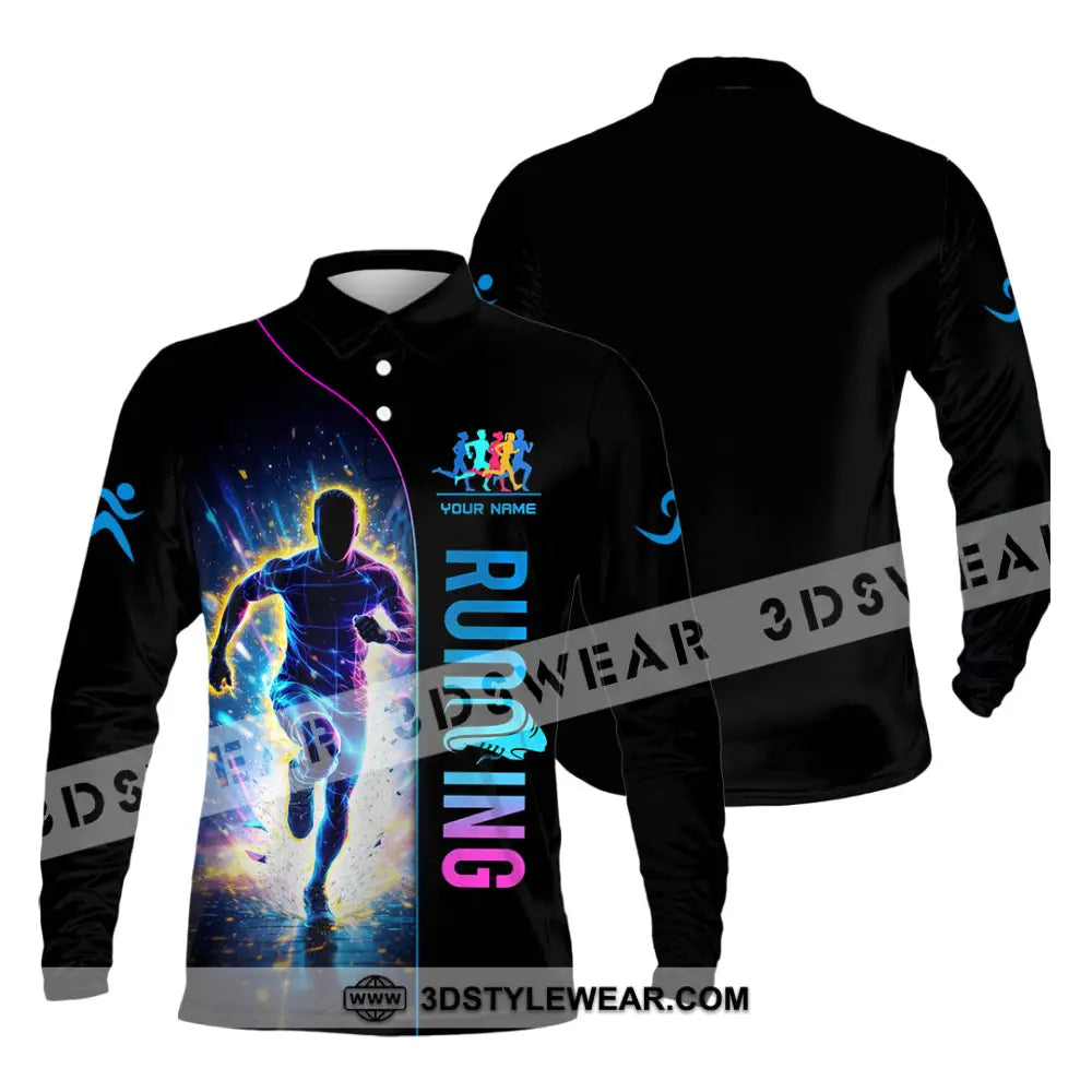 Unisex Shirt - Custom Running 3D Shirt - Long Sleeve Polo / S - T-shirt