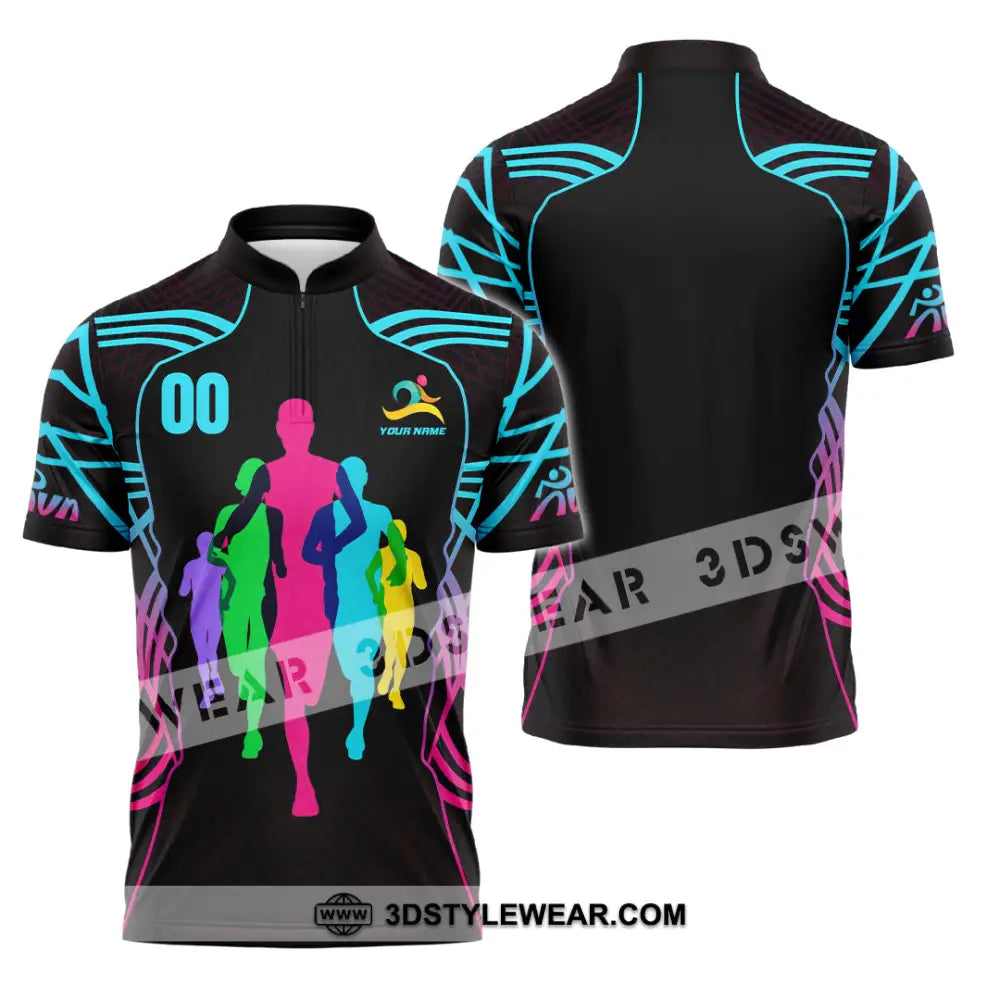 Unisex Shirt - Custom Running 3D Shirt - Zipper Polo Shirt / S - T-shirt