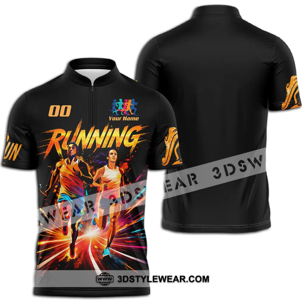 Unisex Shirt - Custom Running 3D Shirt - Zipper Polo Shirt / S - T-shirt