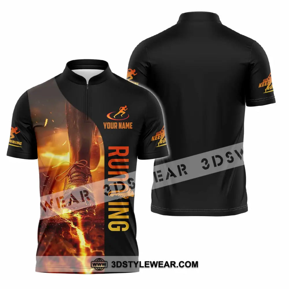 Unisex Shirt - Custom Running 3D Shirt - Zipper Polo Shirt / S - T-shirt
