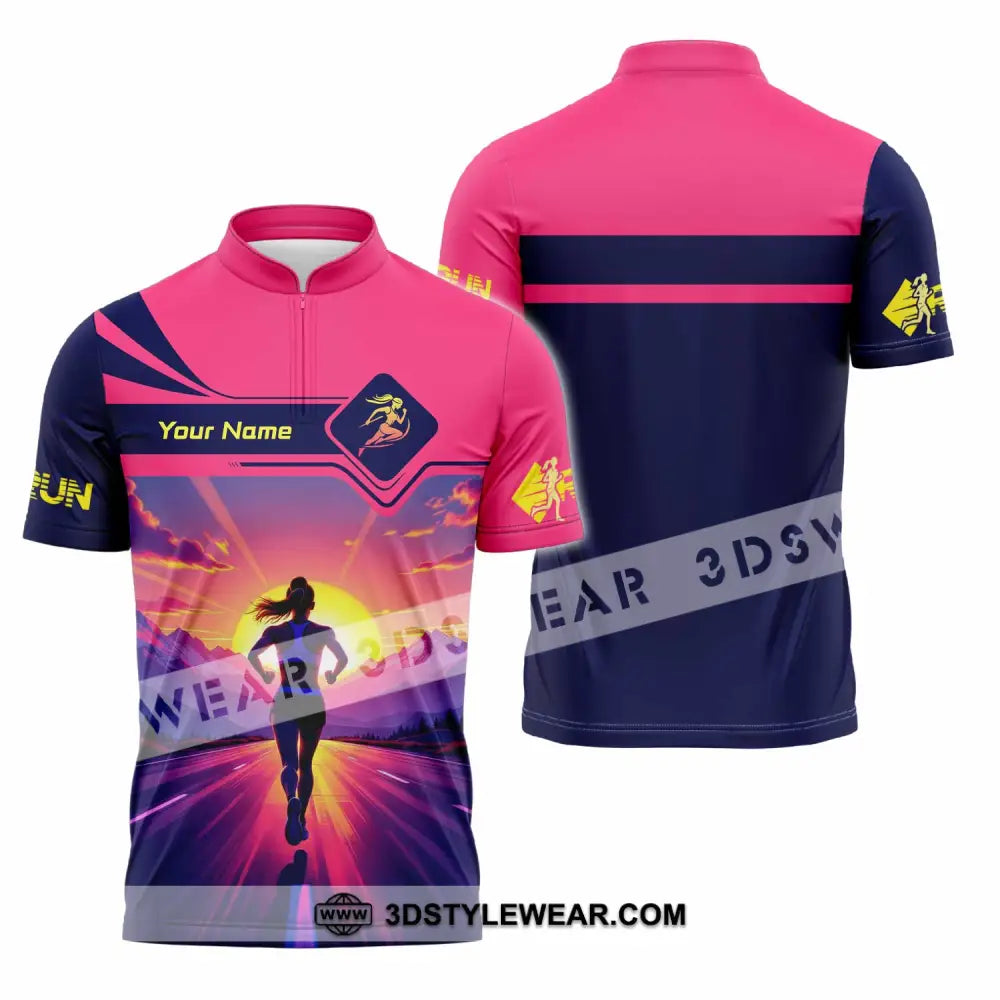 Unisex Shirt - Custom Running 3D Shirt - Zipper Polo Shirt / S - T-shirt