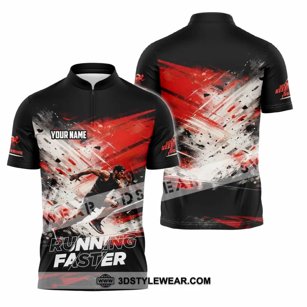 Unisex Shirt - Custom Running 3D Shirt - Zipper Polo Shirt / S - T-shirt