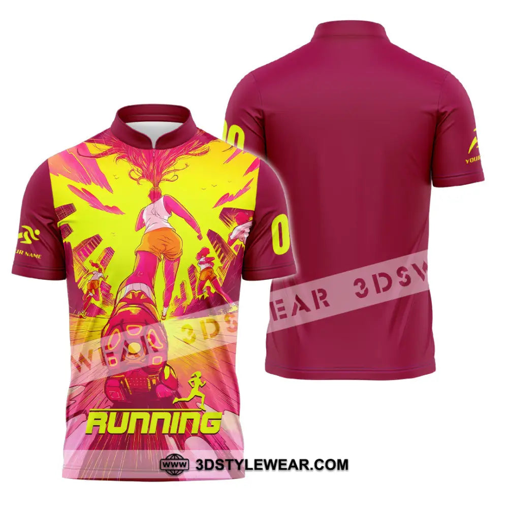 Unisex Shirt - Custom Running 3D Shirt - Zipper Polo Shirt / S - T-shirt