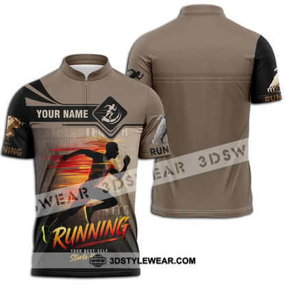 Unisex Shirt - Custom Running 3D Shirt - Zipper Polo Shirt / S - T-shirt