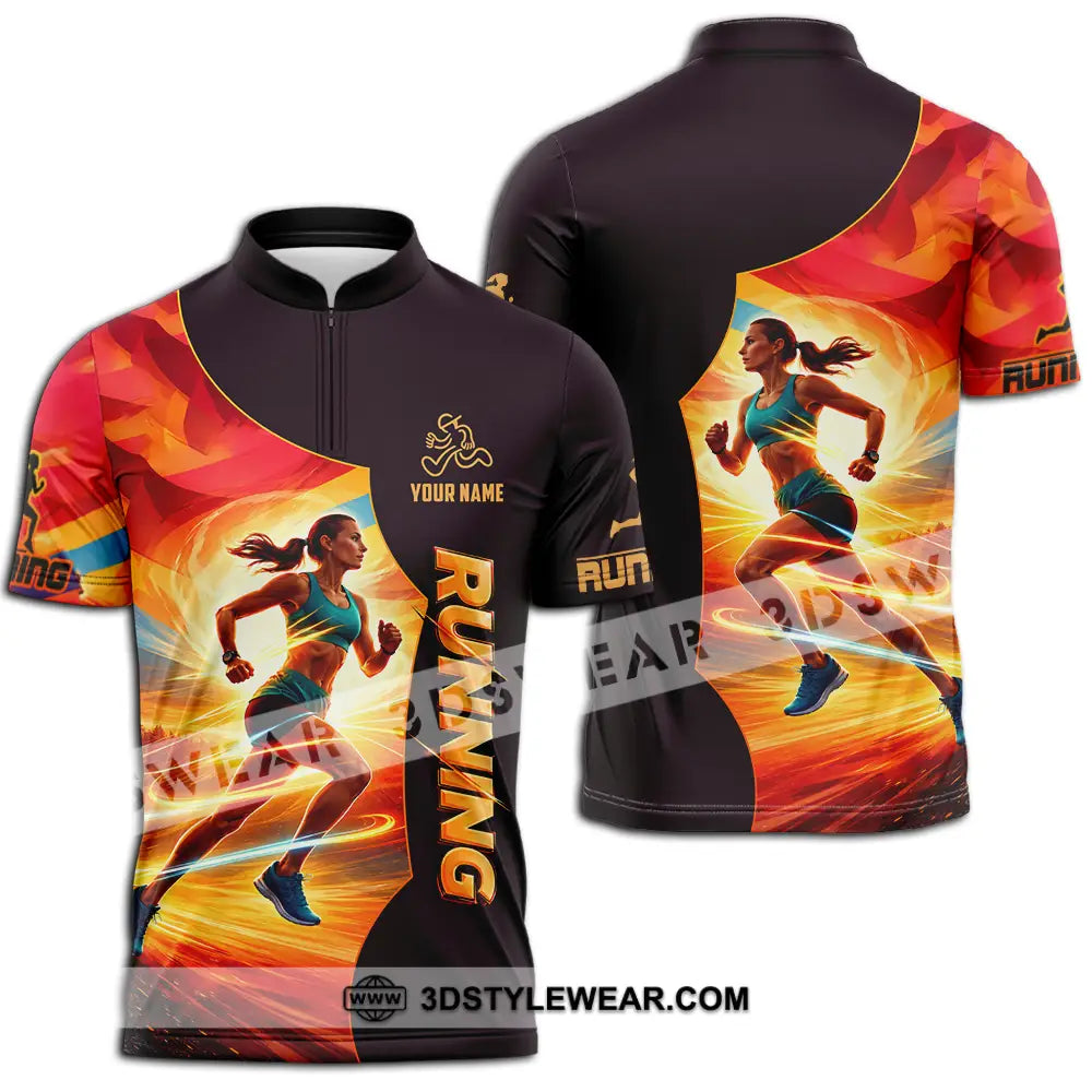 Unisex Shirt - Custom Running 3D Shirt - Zipper Polo Shirt / S - T-shirt