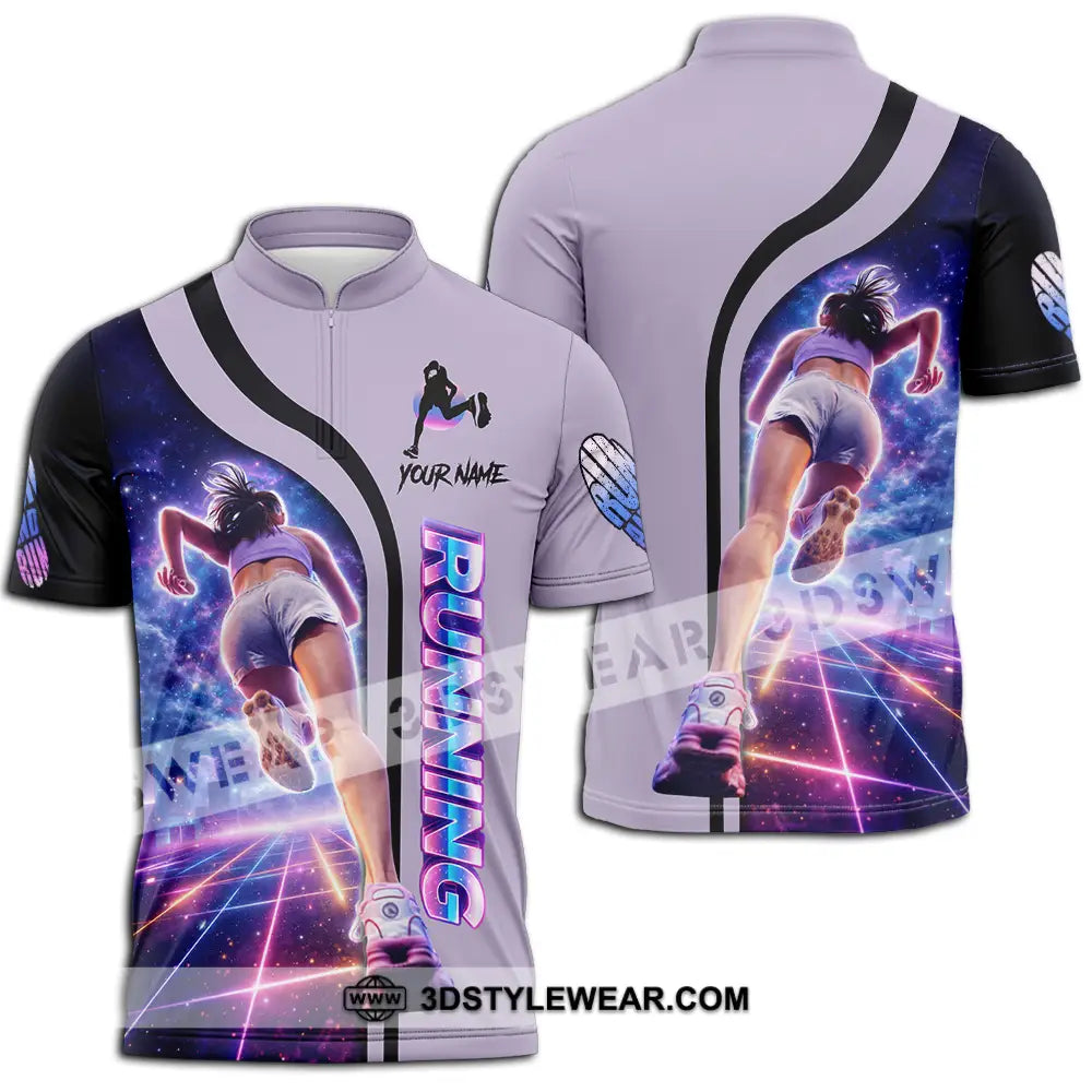 Unisex Shirt - Custom Running 3D Shirt - Zipper Polo Shirt / S - T-shirt